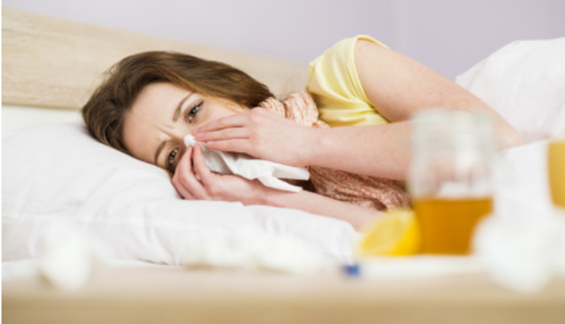 Woman showing flu symptoms