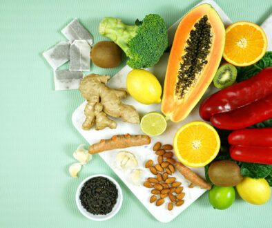Foods that boost the Immune System including fruit, vegetables and poultry.